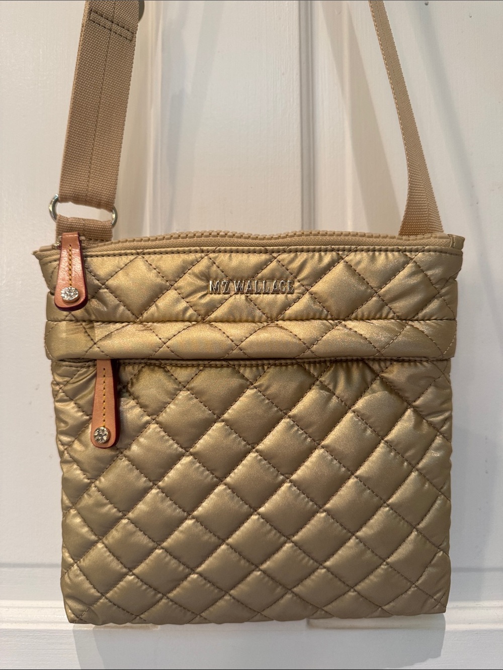 MZ WALLACE Metallic Gold Quilted Crossbody Bag